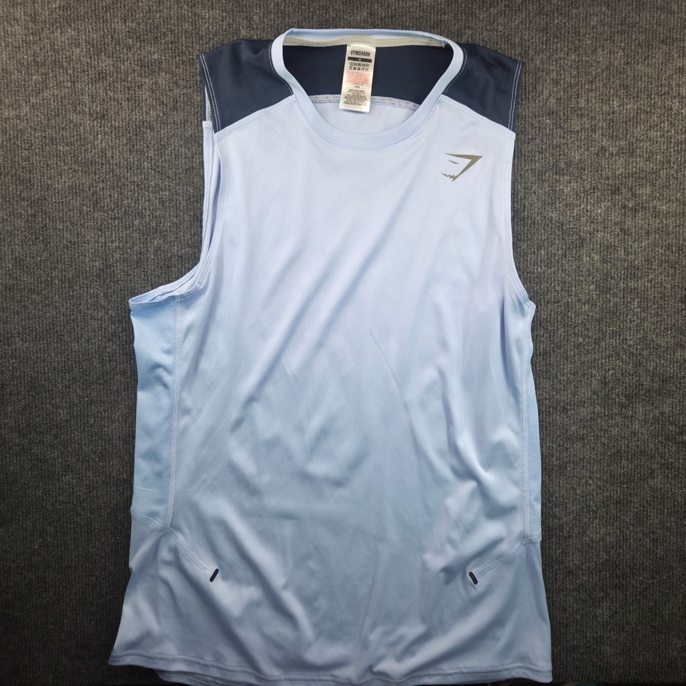 Gymshark Sleeveless Training Top Mens M Blue Navy Mesh Performance Athleisure